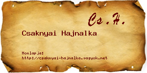 Csaknyai Hajnalka névjegykártya